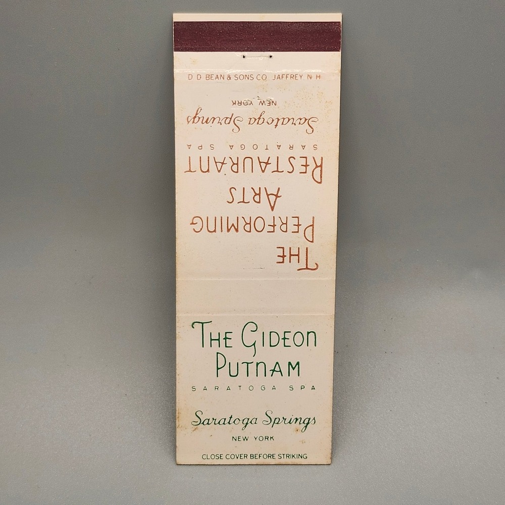 Vintage Gideon Putnam Saratoga Spa Matchbook Cover New York D.D. Bean & Sons